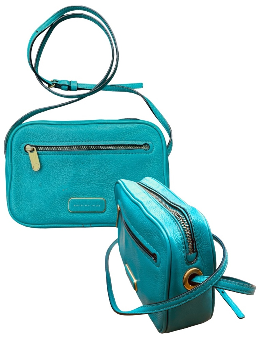 Marc by Marc Jacobs Small Sally Blue Leather Crossbody Handbag Purse